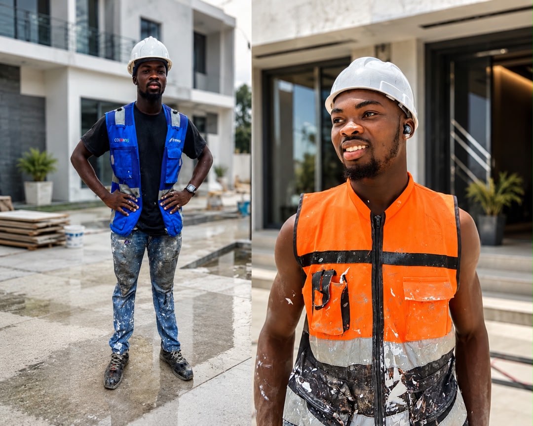 Andrews Bedi, CEO of Paintboss Interior And Finishing, on site in work gear